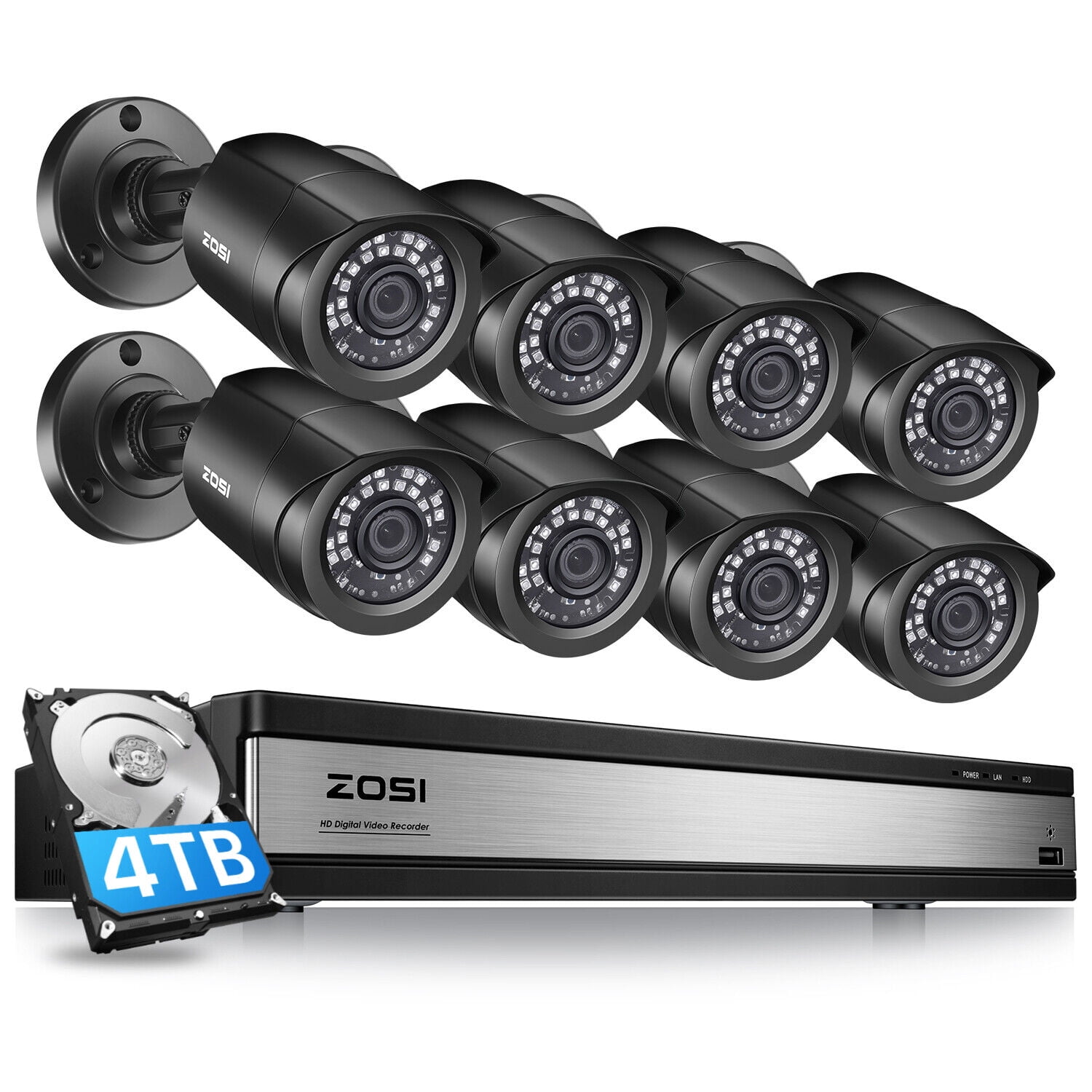 ZOSI 1080p 16 Channel DVR Security Camera System with 4TB Hard Drive,H