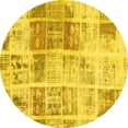 thumbnail image 1 of Ahgly Company Machine Washable Indoor Round Abstract Yellow Modern Area Rugs, 3' Round, 1 of 4