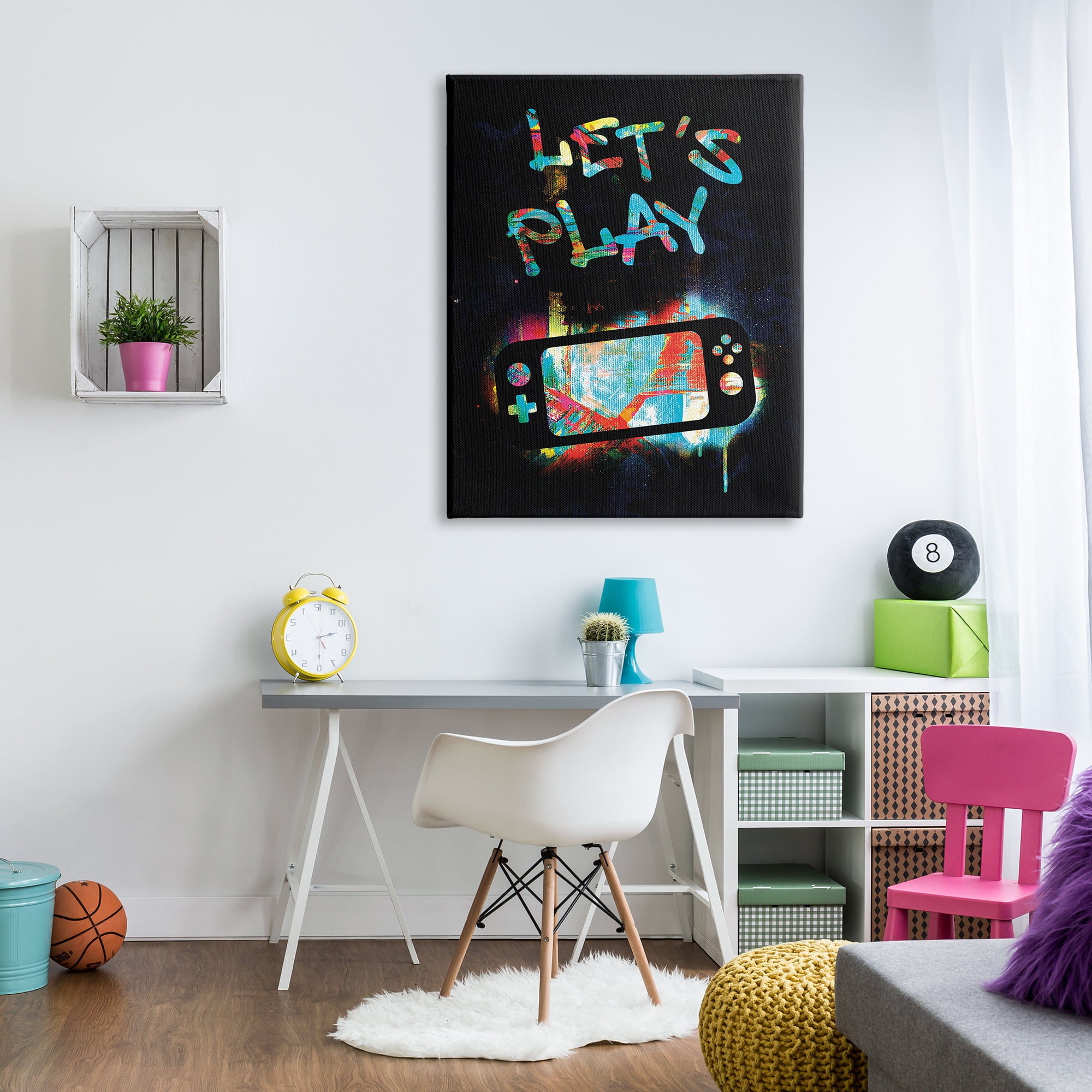 Stupell Industries Let's Play Video Games Neon Street Style Graphic Art Gallery Wrapped Canvas Print Wall Art, Design by Victoria Barnes