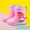 Pink, variant on Kids Toddler Rain Boots Cartoon Dinosaur Animal Decor Colorful Non Slip Waterproof Lightweight Durable PVC Rain Shoes for Boys and Girls Yellow