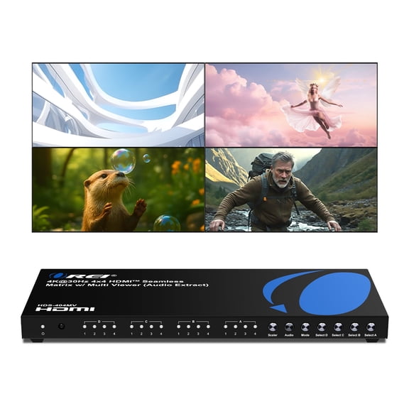 OREI 4K@30Hz 4x4 HDMI™ Seamless Matrix w/ Multi Viewer (Audio Extract) (HDS-404MV)