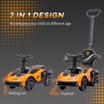 thumbnail image 4 of Orange 2-in-1 Toddler Ride On Push Car Walker with Horn Sound Steering Wheel Storage, 4 of 7