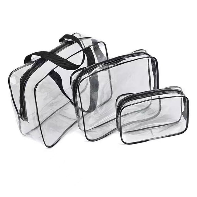Bolsas de regalo 3 en 1 Bolsa de viaje de PVC transparente Bolsas de cosméticos multifunción impermeables Bolsas de maquillaje para viajes 3 piezas (negro) oso de fresa Electrónica
