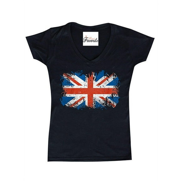 Women's T-Shirt V-Neck Short Sleeve - Union Jack British Flag