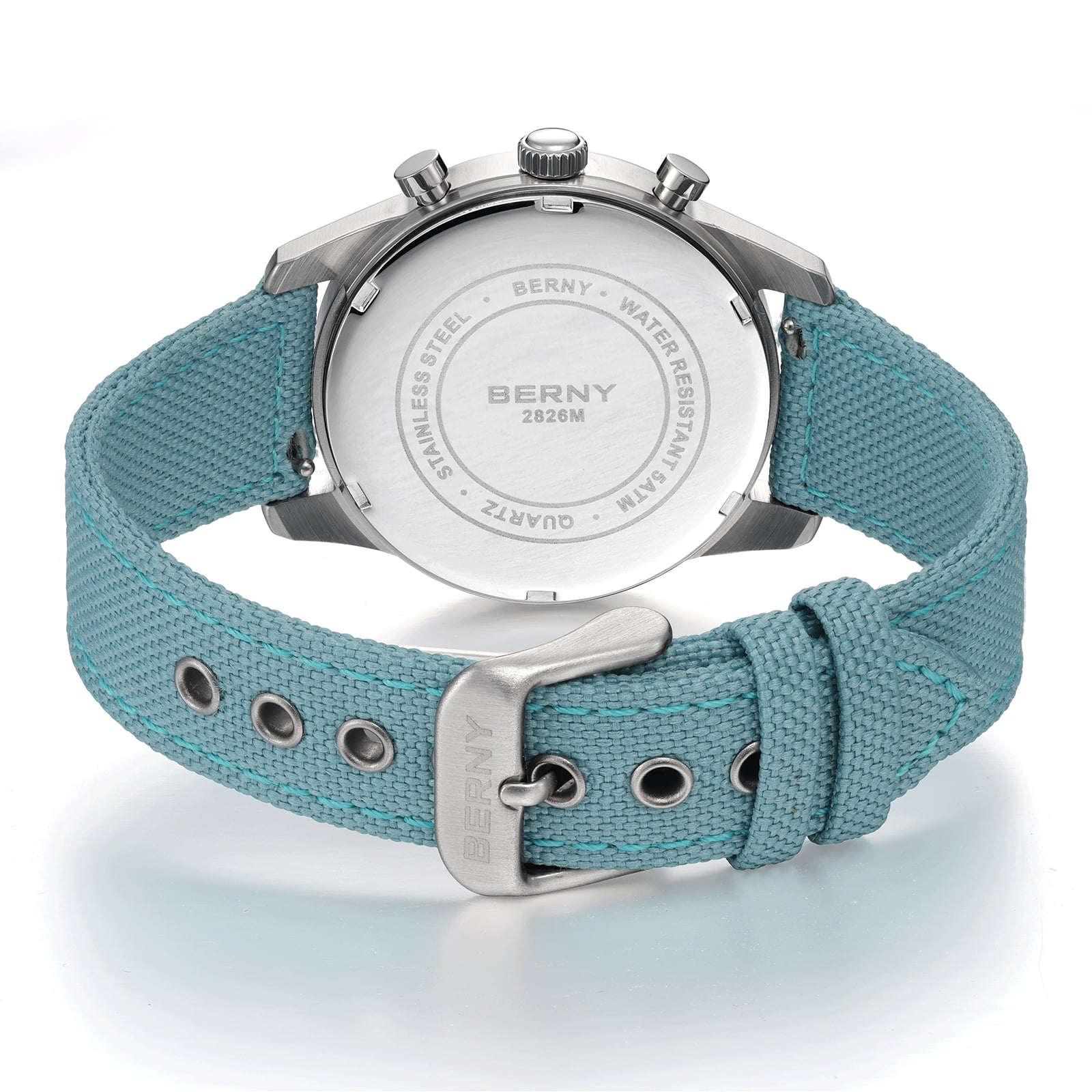BERNY Mens Watches Analog Quartz Chronograph Watch with Date Canvas Strap Luminous Sapphire Crystal Luxury Fashion Business Casual 50M Waterproof Wrist Watches for Men (Blue)