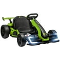 thumbnail image 2 of Aosom 24V 7.5 MPH Drifting Electric Go Kart with Adjustable Seat with Slow Start, Button Start, Music, Horn, Lights, for 6-12 Years, Green, 2 of 9