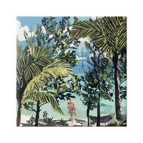 Stupell Industries Couple on Summer Beach Nature Painting Gallery Wrapped Canvas Print Wall Art, 30 x 30