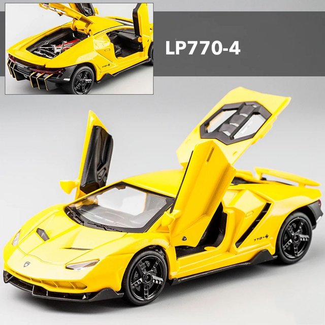1:32 Lamborghini LP770 750 Alloy Sports Car Model Diecasts & Toy Vehicles Sound Light Super Racing Lifting Tail Pull Car Toy yellow with box