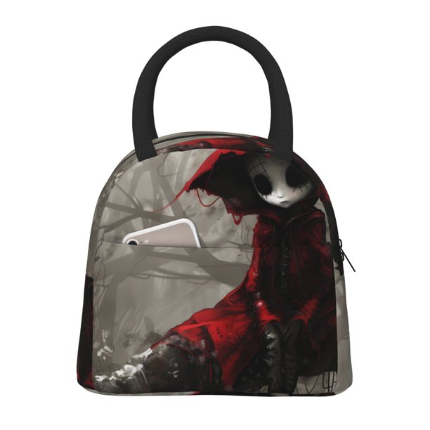 Easygdp Dark Red Hooded Girl Bolsa de Almuerzo Insulada Grande, Forro de Aluminio, Diseño Espacioso, a Prueba de Fugas, Ideal para Trabajo, Picnics, Viajes y Actividades al Aire Libre