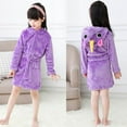 thumbnail image 1 of Kids Girls Unicorn Flannel Hooded Bathrobe Dressing Gown Belted Robe Sleepwear, 1 of 3