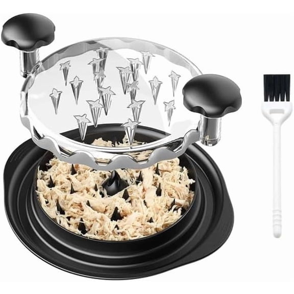 Chicken Shredder, Chicken Shredder Tool Twist - Ergonomic Handle,Visible Cover, Vegetable & Meat Shredder, Cleaning Brush, Heat Resistant, BPA Free, Anti Slip, Dishwasher Safe