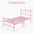 thumbnail image 2 of Metal Platform Twin Bed Frame Mattress Foundation with Iron-Art Sweat Heart Headboard & Footboard/Firm Support & Easy Set up Structure, Pink, 2 of 9