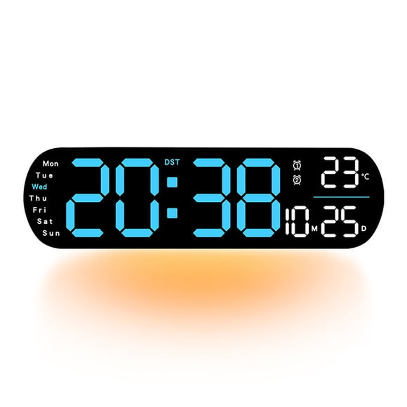 Kbndieu Digital Clock for Living Room 13.7 Inch Large Digital Clock with Temperature Date Auto Dst Night Light Auto Brightness Dimmer Home Decor