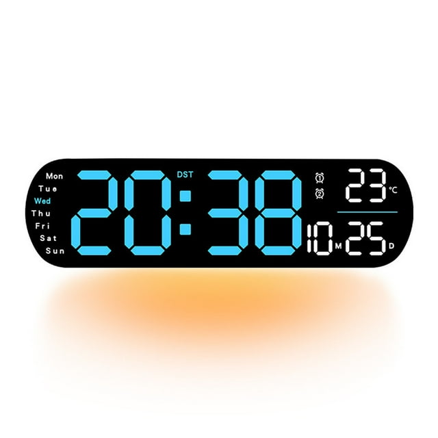 Fiudx 13.7 Inch Large Digital Clock with Temperature Date Auto Dst Night Light Auto Brightness Dimmer