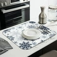 thumbnail image 3 of Blue Christmas Snowflake Pattern Dish Drying Mat for Kitchen 1 Pack, Ultra Absorbent Microfiber Dishes Drainer Mats,16x18in(41x46cm), 3 of 6