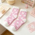 thumbnail image 6 of BESEW7 Warm Grippy Fuzzy Slipper Socks for Women, Soft Cozy Microfiber Heart Thick Sleep Socks for Home Sleep Lounge Travel Work Daily Wear F, 6 of 7