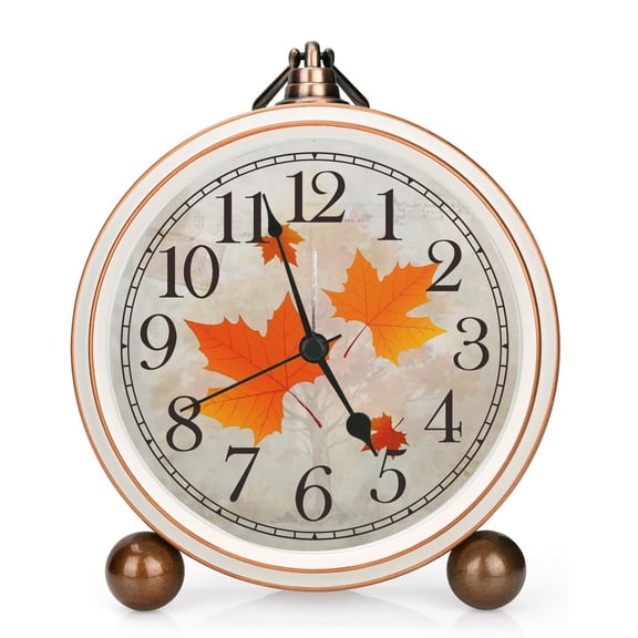 Vintage Analog Desk Clock Silent Non-Ticking Quartz Movement 5.2 Inch Small Bedroom Clock Distressed Metal Frame Classic Table Decor for Office Living Room