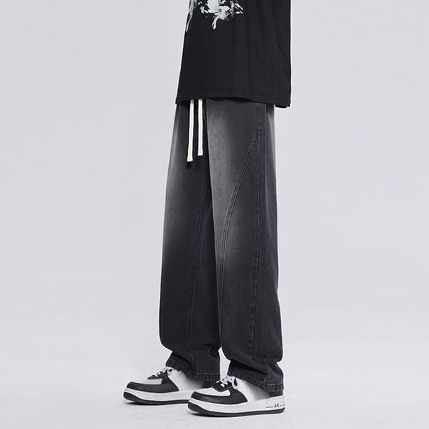 Puntoco Pantalones vaqueros con bolsillos y cordón de color liso para hombre
