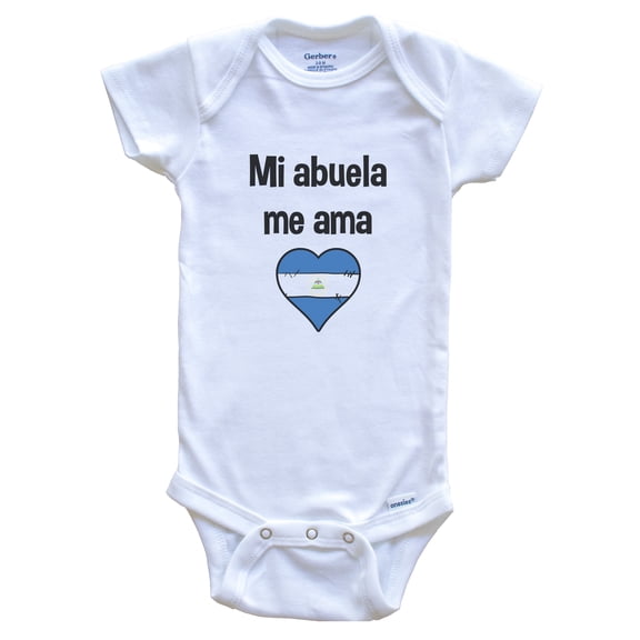 My Grandma Loves Me Spanish Language Nicaragua Heart Flag Baby Bodysuit, 0-3 months white