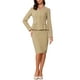thumbnail image 2 of Conjuntos de trajes para mujeres INSPIRE CHIC, atuendos de negocios, blazer peplum sin cuello, falda lápiz formal, conjunto de 2 piezas, color marrón claro, 2 of 6