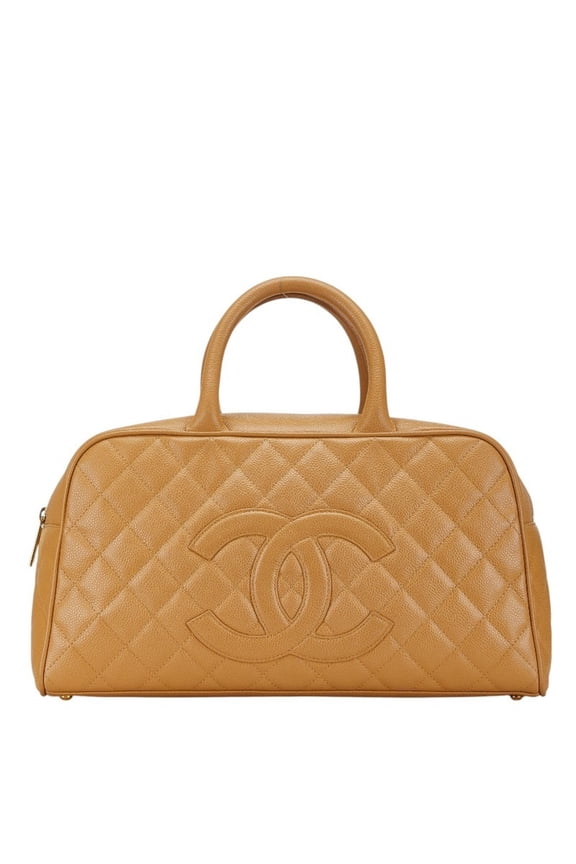 Pre-Owned Chanel Matelasse Coco Mark Bowling Bag Handbag Beige Caviar Skin Women's CHANEL