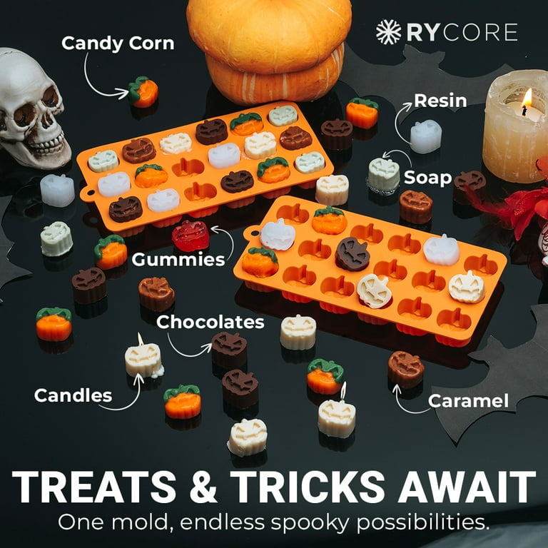 RYCORE Halloween Silicone Mold - Pumpkin Shaped Candy & Chocolate Mold - Food Safe, BPA Free Baking