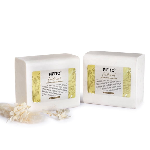 Pifito Oatmeal Melt and Pour Soap Base (2 lb) │ Premium 100% Natural Glycerin Soap Base │ Luxurious Soap Making Supplies
