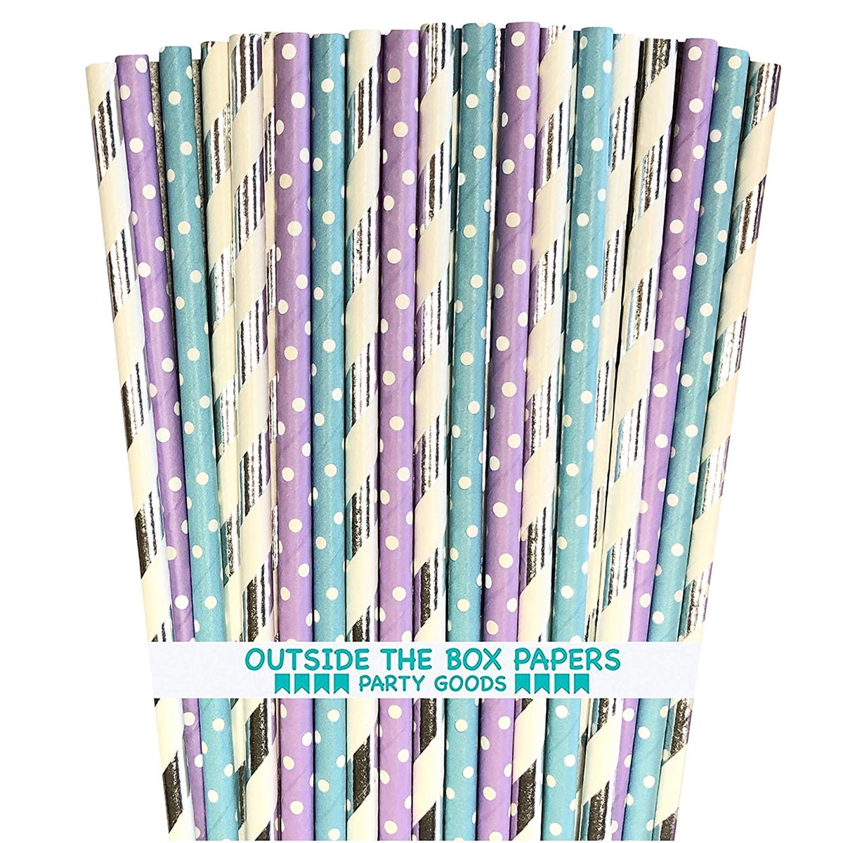 Silver and Blue Frozen Winter Wonderland Paper Straws 100 Lilac 