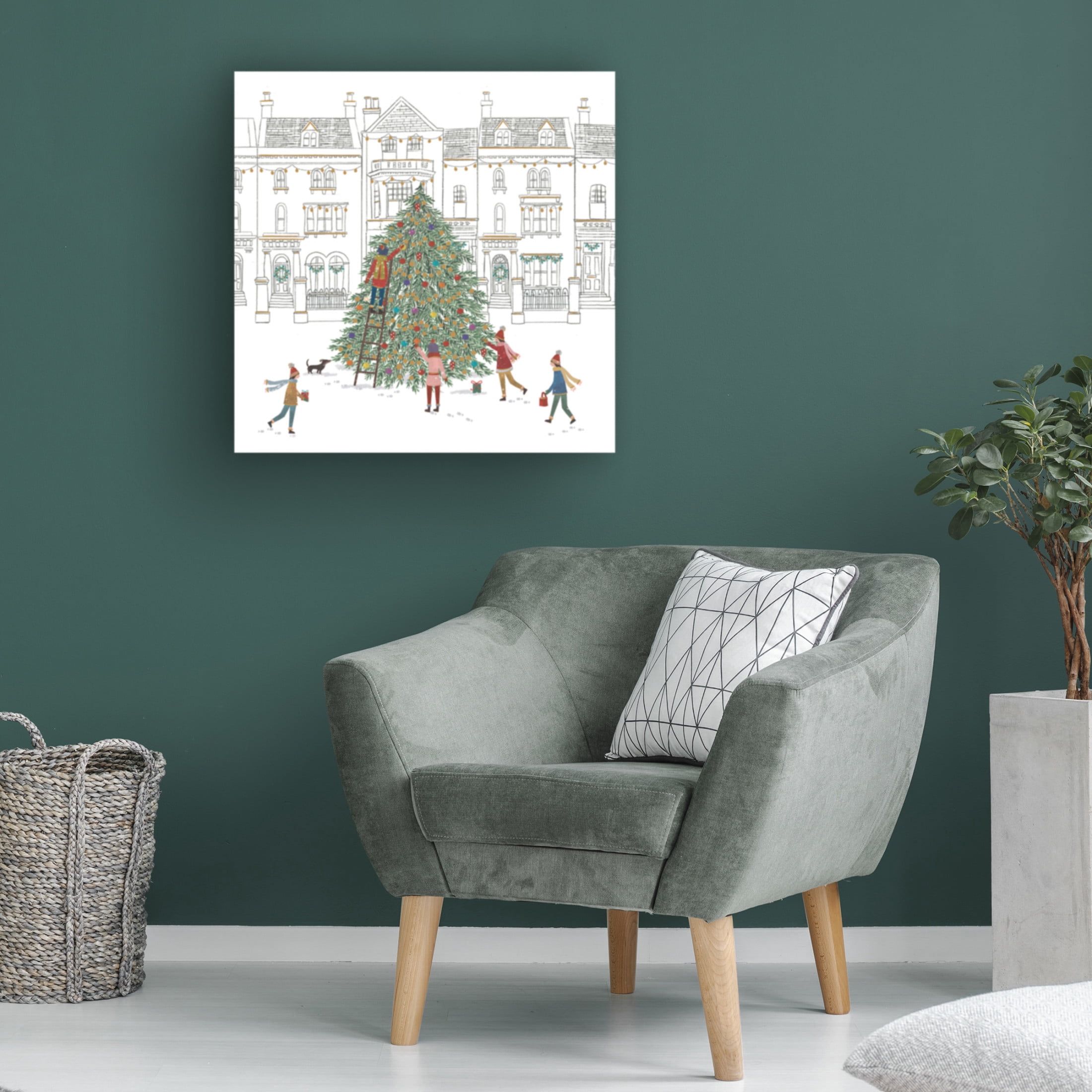 Canvas Wall Art - Paper Dove Co Ltd 'Town houses' Wall Art for Living Room, Bedroom, or Office Décor by Trademark Fine Art - 35 x 35 Inches