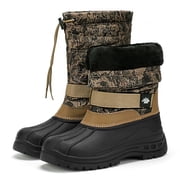 Men's Waterproof Hiking Winter Snow Boots Insulated Fur Liner Lightweight Outdoor Tall Boots