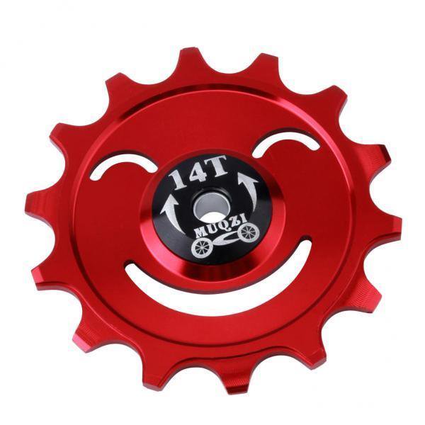 2x 12T / 14T Bicicleta Ciclismo Bicicleta Aluminio Desviador Trasero Jockey Rueda Polea Guía Rodillo Idler - Negro / Rojo Zulema Rueda jockey del cambio trasero