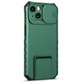 thumbnail image 5 of Dteck Slide Lens Protector Cover Case for iPhone 14, Slim Fit Thin Polycarbonate Protective Shockproof Rugged Military Grade Protective Kickstand Cover, Darkgreen, 5 of 9