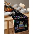 thumbnail image 4 of Table Runner Dresser Scarf 13 x 90 Inch Happy Birthday Cake Firwoks Black Table Runners Non-Slip Heat Kitchen Dining Table Decor for Kitchen Farmhouse Indoor Outdoor Home Party, 4 of 7