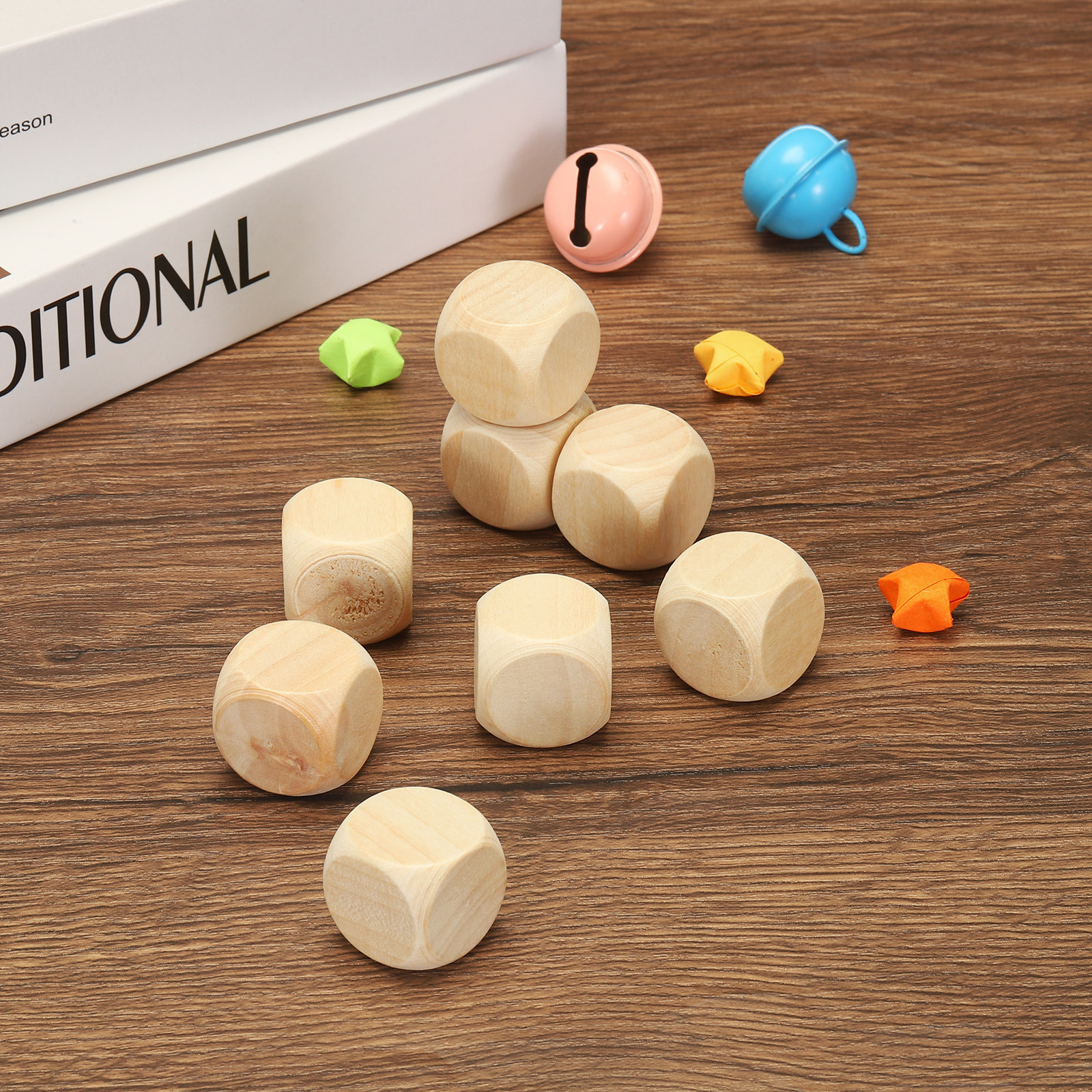 Uxcell 20mm Wooden Blank Dice, 120Pcs Unfinished 6 Sides Cube Dice with Round Corner