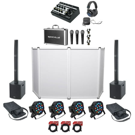 DJ Package (2) Samson VX8.1 Column Array Speakers+Facade+Headphones+Mixer+Mics