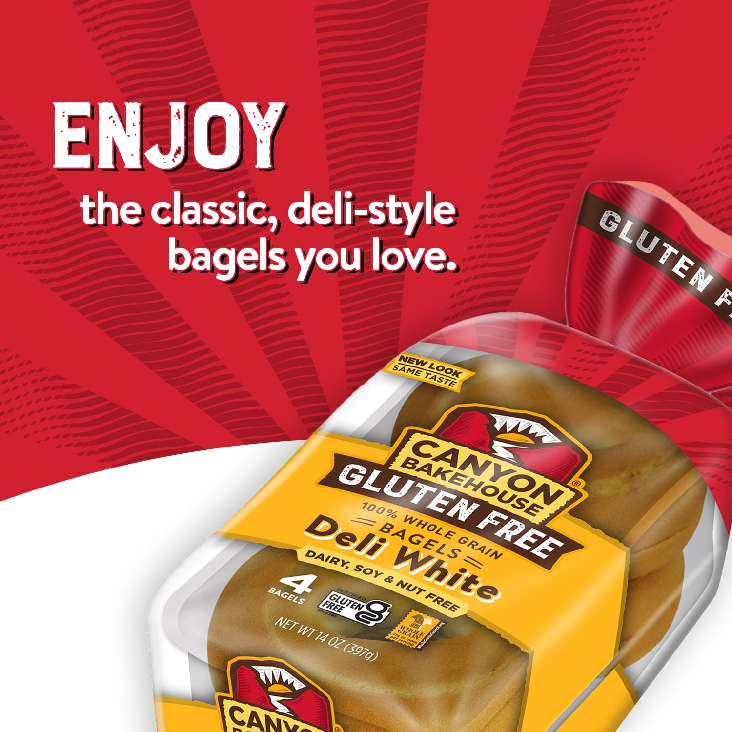 (3 pack) Canyon Bakehouse Deli White Bagels, Gluten Free Bagels, Fresh, 4 Count
