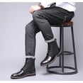 thumbnail image 5 of Botas impermeables, botines para hombre, botas casuales de felpa cálidas para hombre, puntera cuadrada con empalme, zapatos de negocios para hombre, 5 of 5