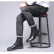 thumbnail image 5 of Botas impermeables, botines para hombre, botas casuales de felpa cálidas para hombre, puntera cuadrada con empalme, zapatos de negocios para hombre, 5 of 5