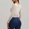 thumbnail image 6 of SwiftWear Women's Mesh Workout Top Sheer Long Sleeve V-Neck Yoga Shirt with Built in Bra, Slim Fit Activewear Fitness Tops​​ White, 6 of 6