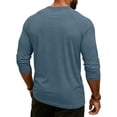 thumbnail image 5 of Resicozy 3/4 Sleeve Shirt Men Summer Solid Color Henley Neck Baseball T-Shirts Casual Loose Fit Tees T-Shirt Blue M, 5 of 7