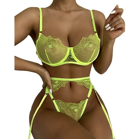 

Women Mesh Lingerie Bra Thong Panties Underwear Set Nightwear Sleepwear
