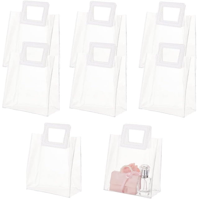 Bolsas de regalo de PVC con asa, rectangulares, transparentes, 8 unidades