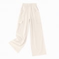 thumbnail image 4 of TOWED22 Girls Oversized Wide Leg Sweatpants Kids Baggy Straight Leg Track Pants Casual Plain Pockets Joggers(Beige,140), 4 of 4