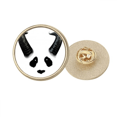 thumbnail image 1 of Ferocious Part Panda Horn Round Metal Golden Pin Brooch Clip, 1 of 3