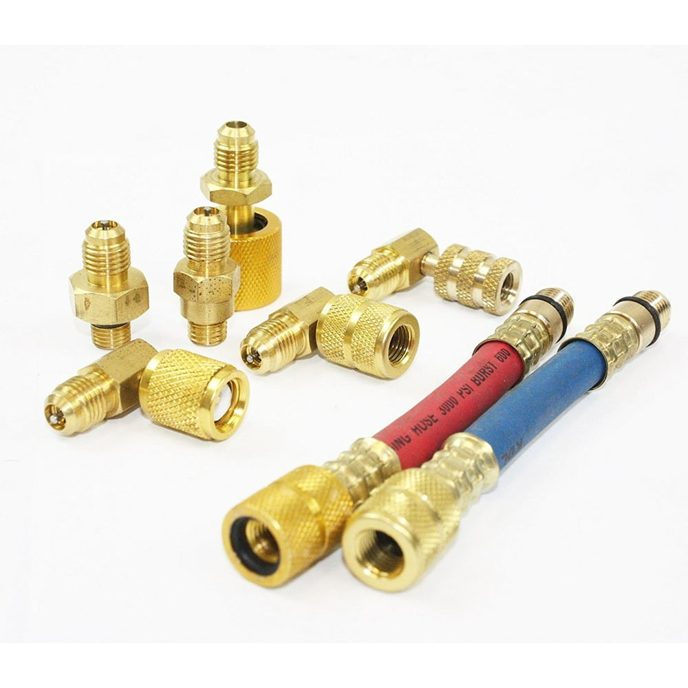 8pc A/C Manifold Gauge Adapter Set Solid Brass Durable Flexible 90 Degree R12, 8pc A/C Manifold 8pc A/C Manifold Gauge Adapter Set Solid Brass Durable Flexible 90 Degree R12, 8pc A/C Manifold