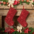 thumbnail image 6 of Salouo Red Glitter Print Christmas Decorations Stockings 1 Pack 18'' Xmas Stockings Holiday Stocking Personalized Farmhouse Decor for Home Family Party Tree, 6 of 7