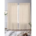 thumbnail image 3 of Beige Pure Color Sheer Curtains 96 Inch Length 2 Panels Set, Aesthetics Contemporary Modern Voile Window Treatment Semi Sheer Long Curtains Drapes for Bedroom/Living Room/Kitchen 52"x96"x2, 3 of 7