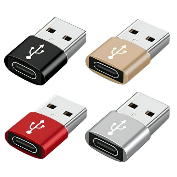 GJX USB C to USB Adapter (4 Pack), USB-C Female to USB Male, USB Type C Female to USB OTG Adapter for Laptops, Wall Chargers, Power Banks