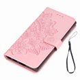 thumbnail image 1 of Funda tipo billetera para Galaxy S22 Ultra Funda protectora tipo billetera de cuero PU con tapa abatible con soporte para ranura para tarjetas Flor de siete pétalos en relieve Oro rosa, 1 of 10