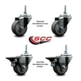 thumbnail image 2 of 3 Inch Thermoplastic Rubber 3/8 Inch Threaded Stem Caster Set 2 Brakes SCC, 2 of 2